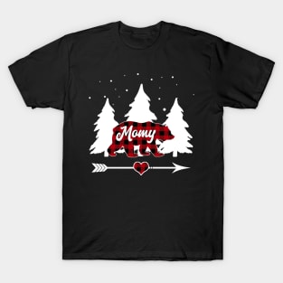 Momy Bear Buffalo Plaid Christmas Matching Family Pajama T-Shirt